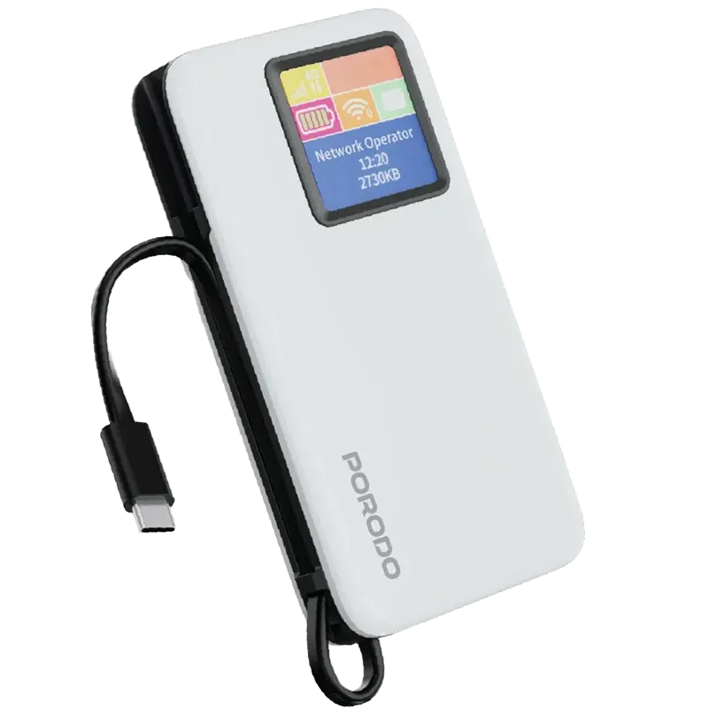 Porodo 4G MIFI Powerbank 10000mAh With Type C cable White Mascom International.webp